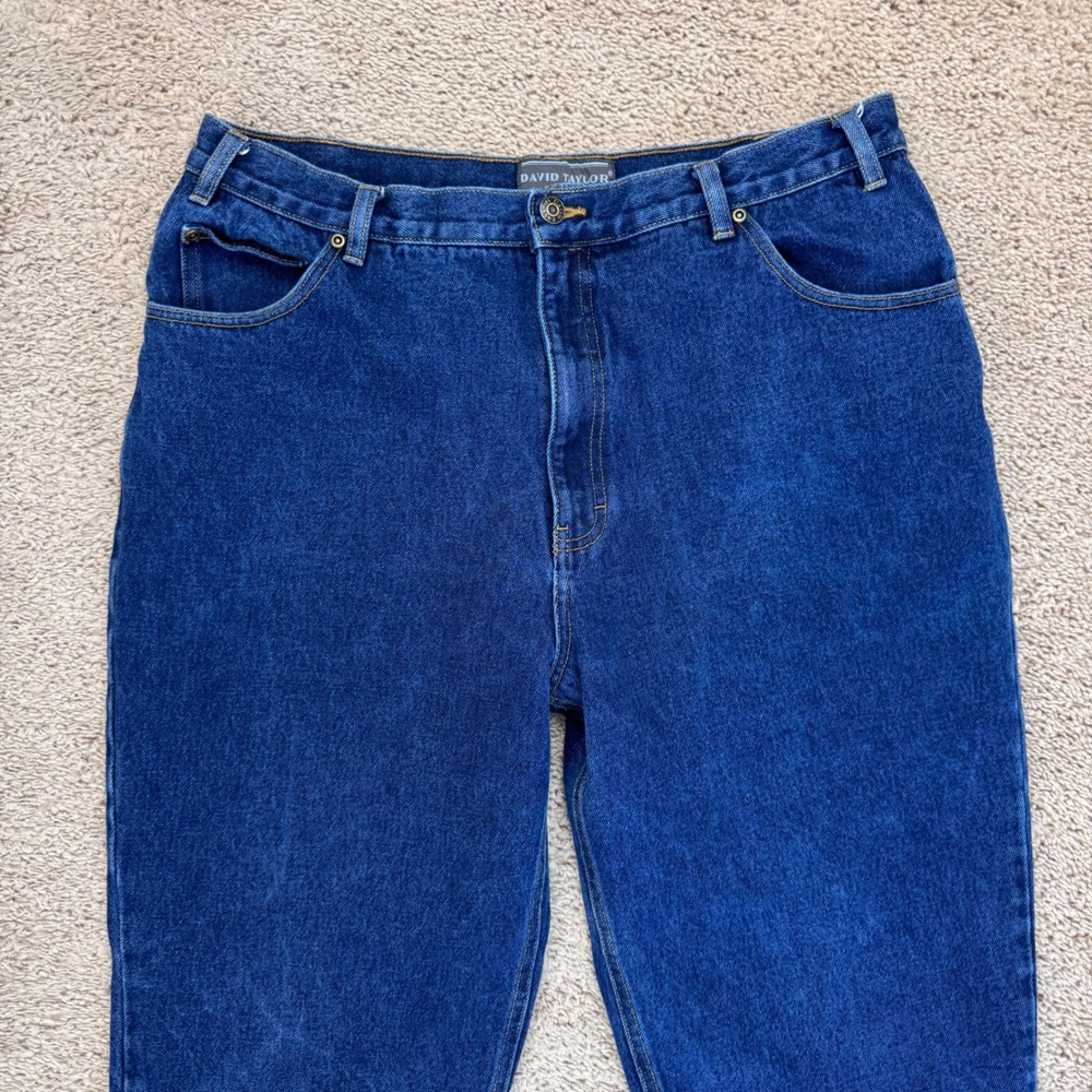David Taylor Denim Jeans Mens 36x28 Actual) Blue Straight Leg Cotton Pants - Picture 3 of 9